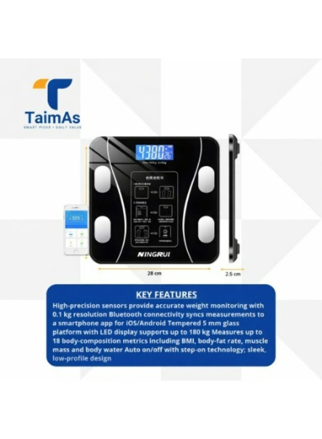 TaimAs Smart Digital Body Fat Scale 180kg – Bluetooth BMI Weight Scale with LCD Display & Mobile App – Bathroom Health Monitor - Image 2